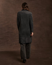 Women's Plush Herringbone Coatigan in Black