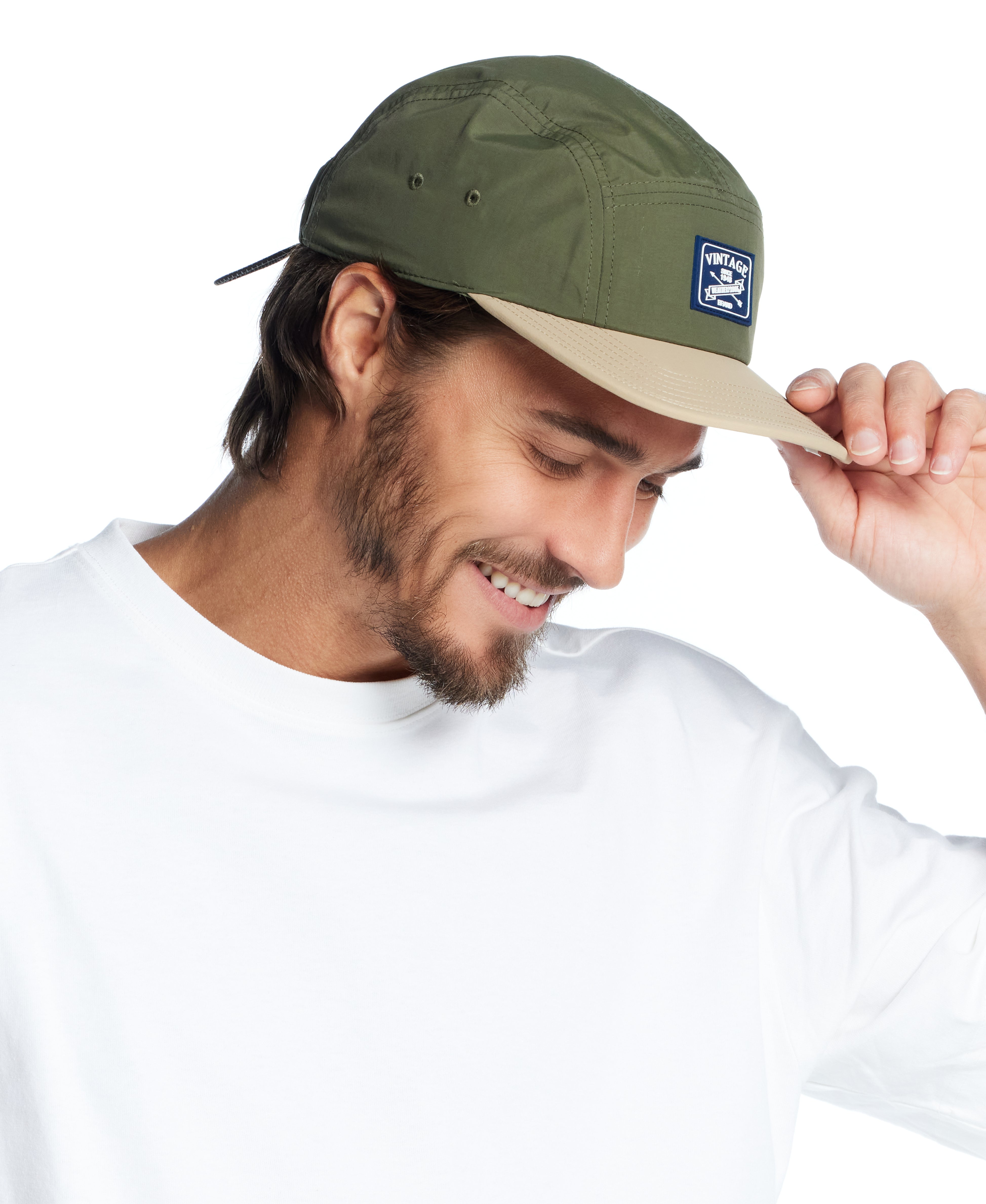Two-Tone Vintage Jogger Cap in Khaki