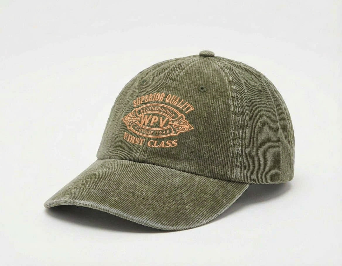 Varsity Corduroy Cap in Olive