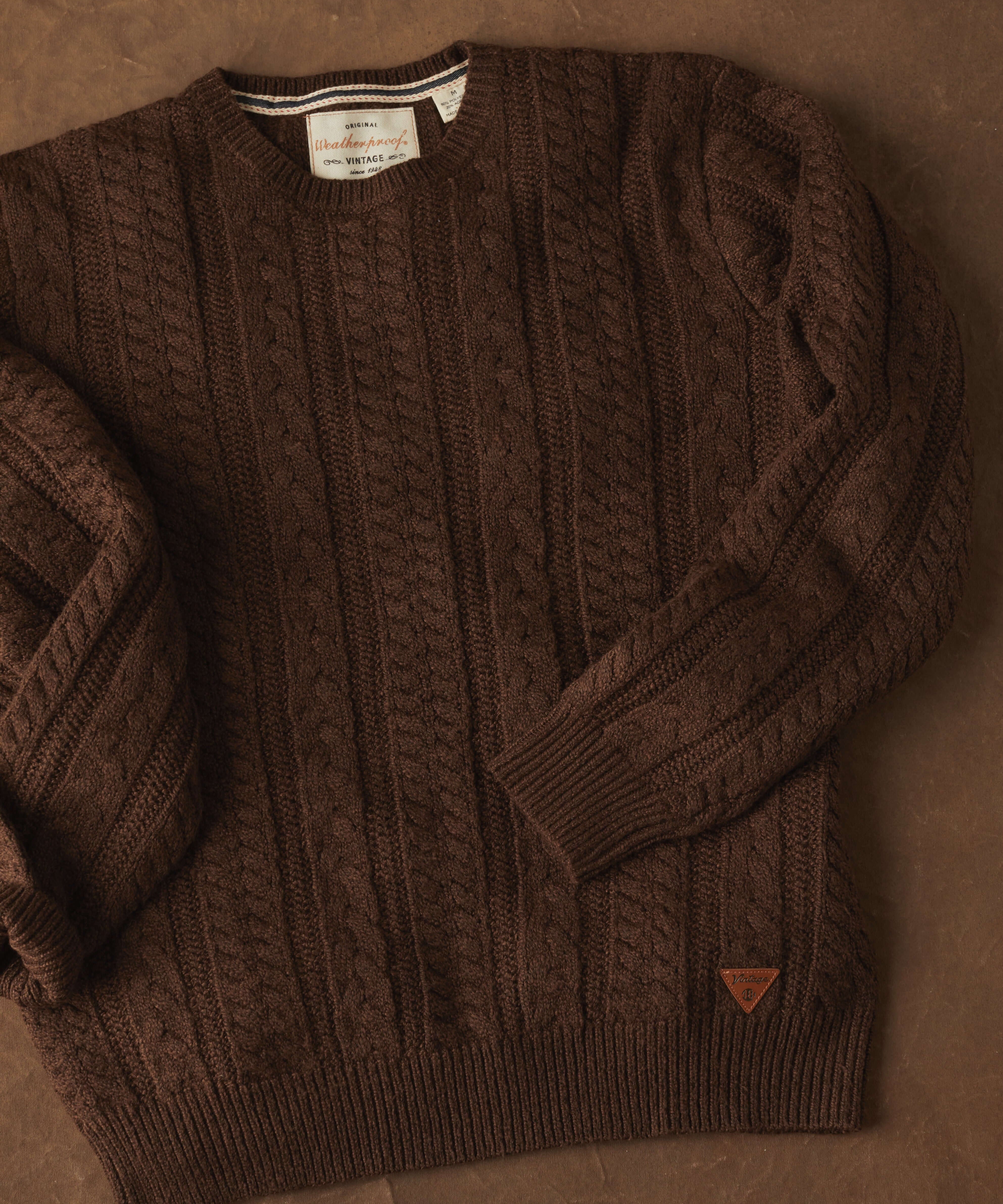 Allover cable knit crew sweater in chicory, perfect mid layer for cooler weather, machine washable and stylish.