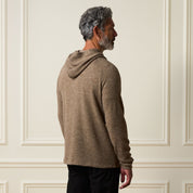 Sweater Knit Hoodie in Brown from behind, showcasing the pullover style with hood, perfect for warmth and comfort.