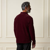 Brushed Corded Shirt Jacket in Fig shown from the back, highlighting its soft brushed corded texture and relaxed fit.