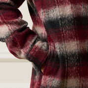 Brushed Unlined Plaid Shirt Jacket in Burgundy