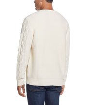 Cable Crew Neck Sweater In Ecru