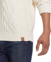 Cable Crew Neck Sweater In Ecru