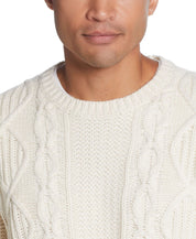 Cable Crew Neck Sweater In Ecru