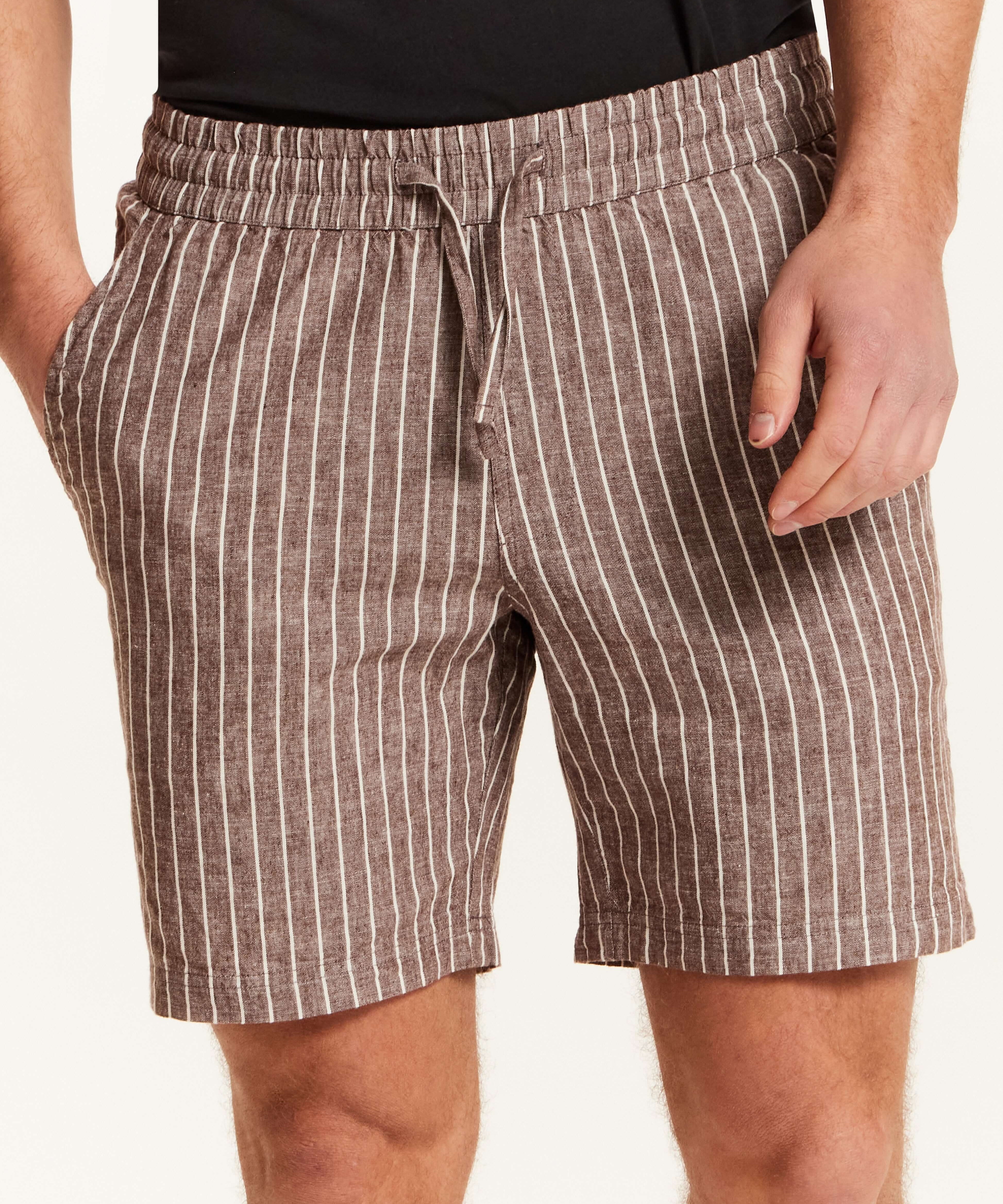 chambray-stripe-drawstring-shorts-brown-stripe-lightweight-linen-cotton-elastic-waistband-side-pockets.jpg