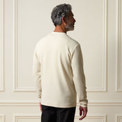 Crinkle Scuba Crew Neck in Ivory showcased from the back, featuring soft scuba knit fabric and a relaxed fit.