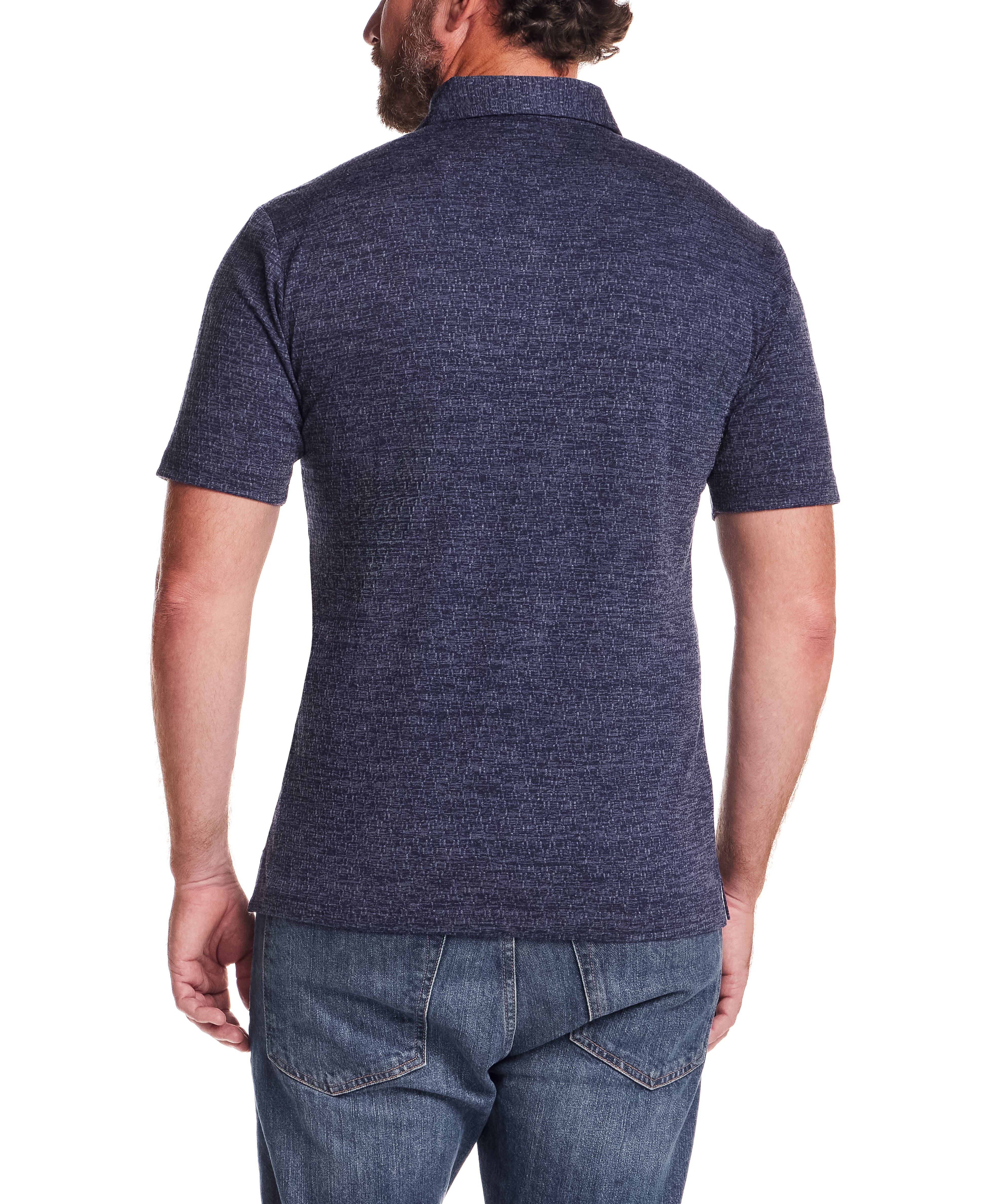 Diamond Texture Polo in Maritime Blue