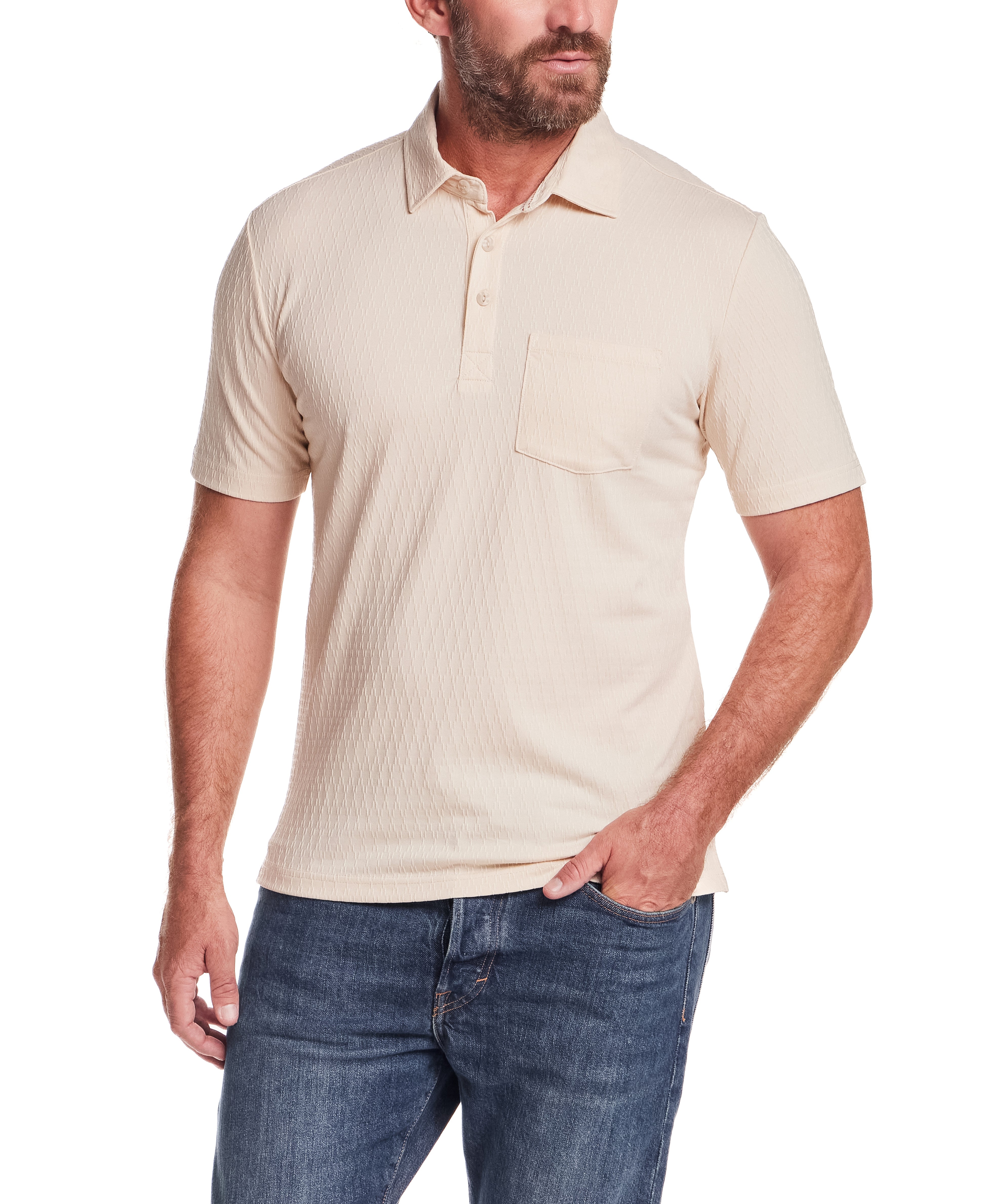 Diamond Texture Polo in Turtle Dove