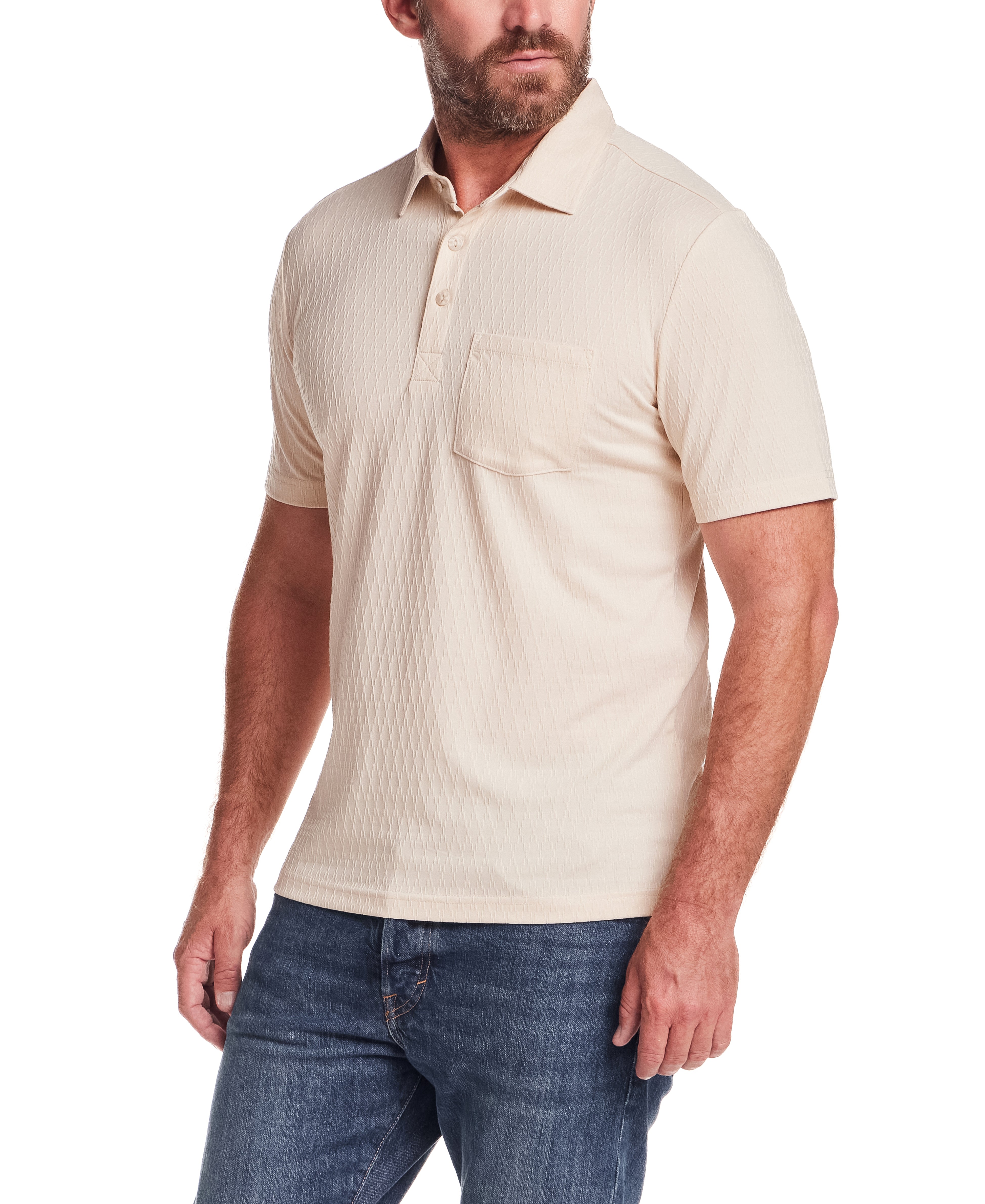 Diamond Texture Polo in Turtle Dove