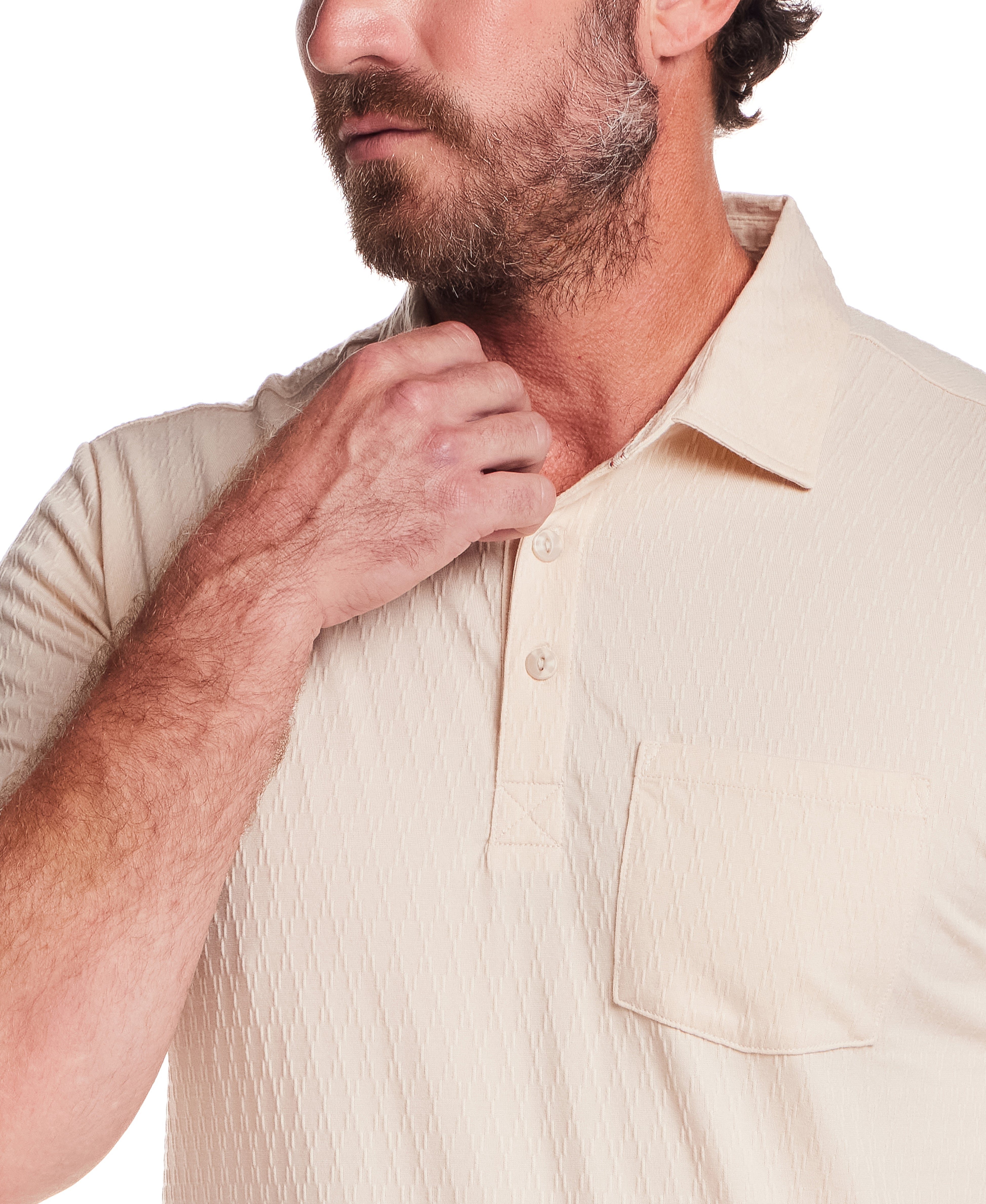 Diamond Texture Polo in Turtle Dove