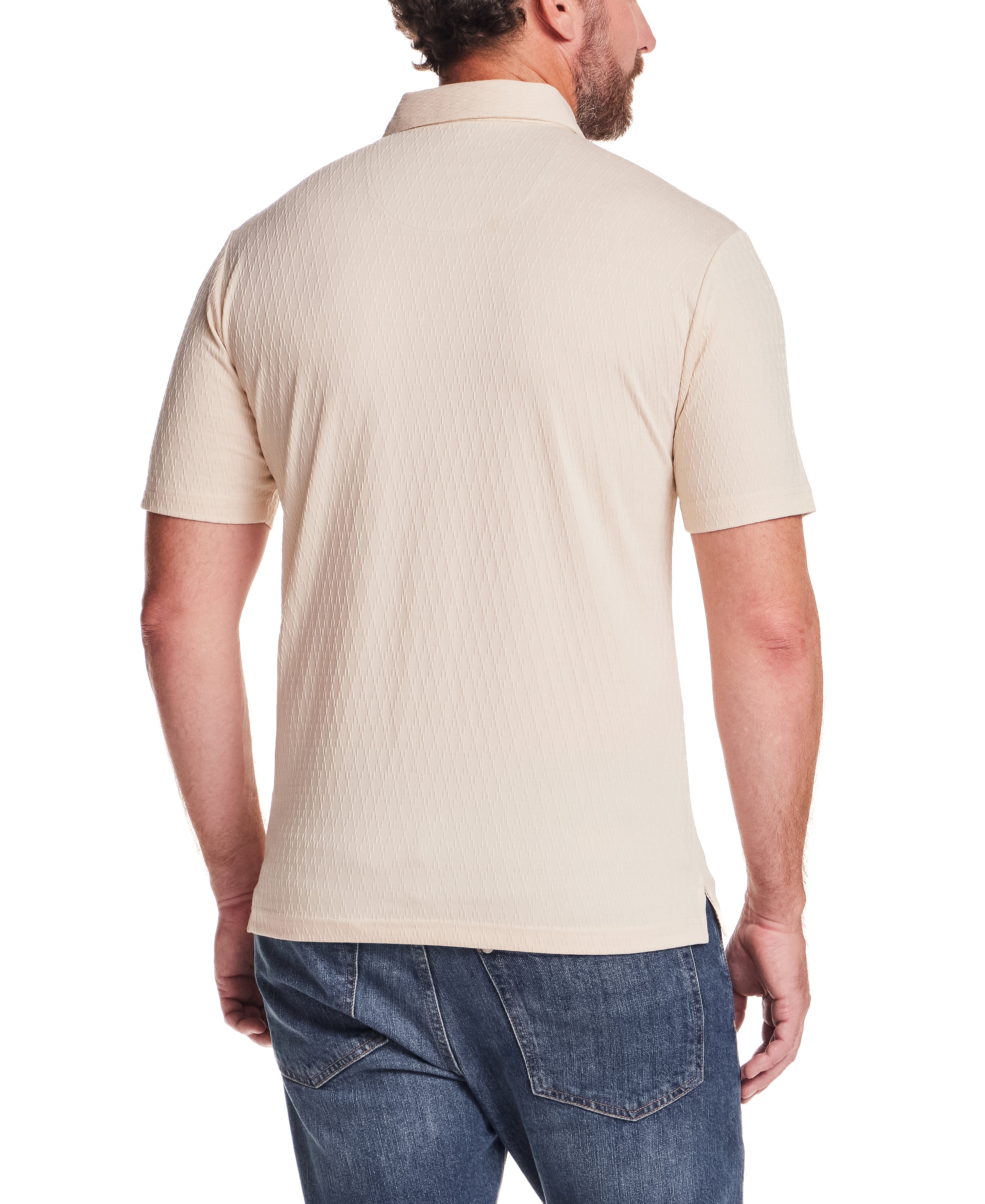 Diamond Texture Polo in Turtle Dove