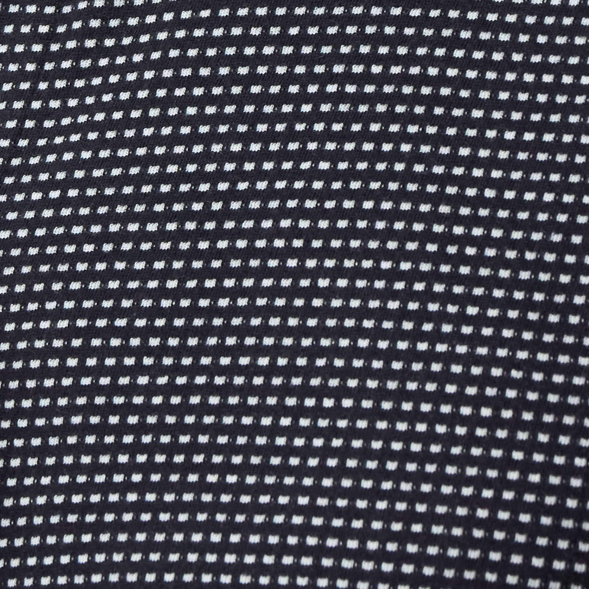 Close-up of the textured fabric of the Dobby Button Down Shirt in Black showing a subtle dobby pattern.