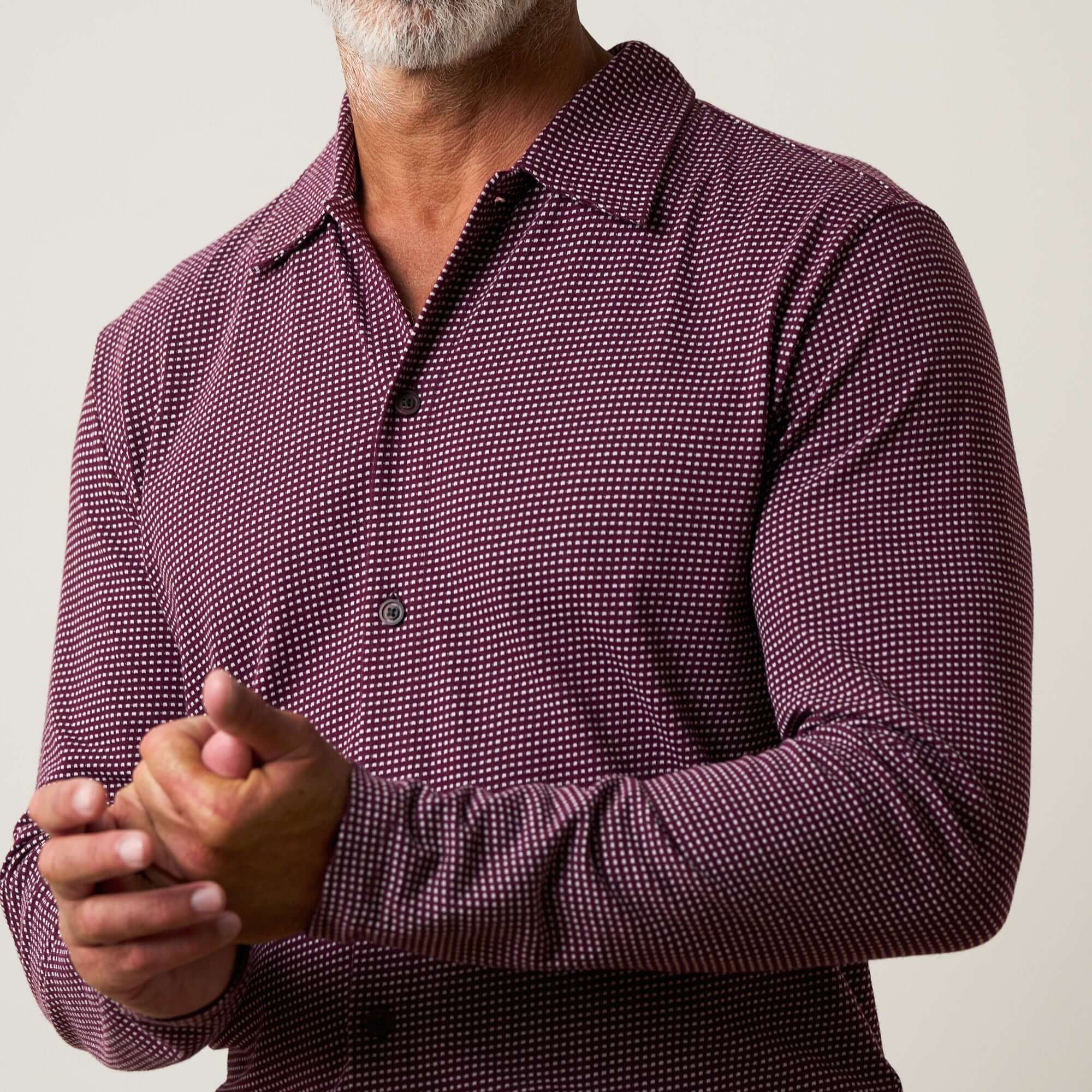 Dobby Button Down Shirt in Burgundy