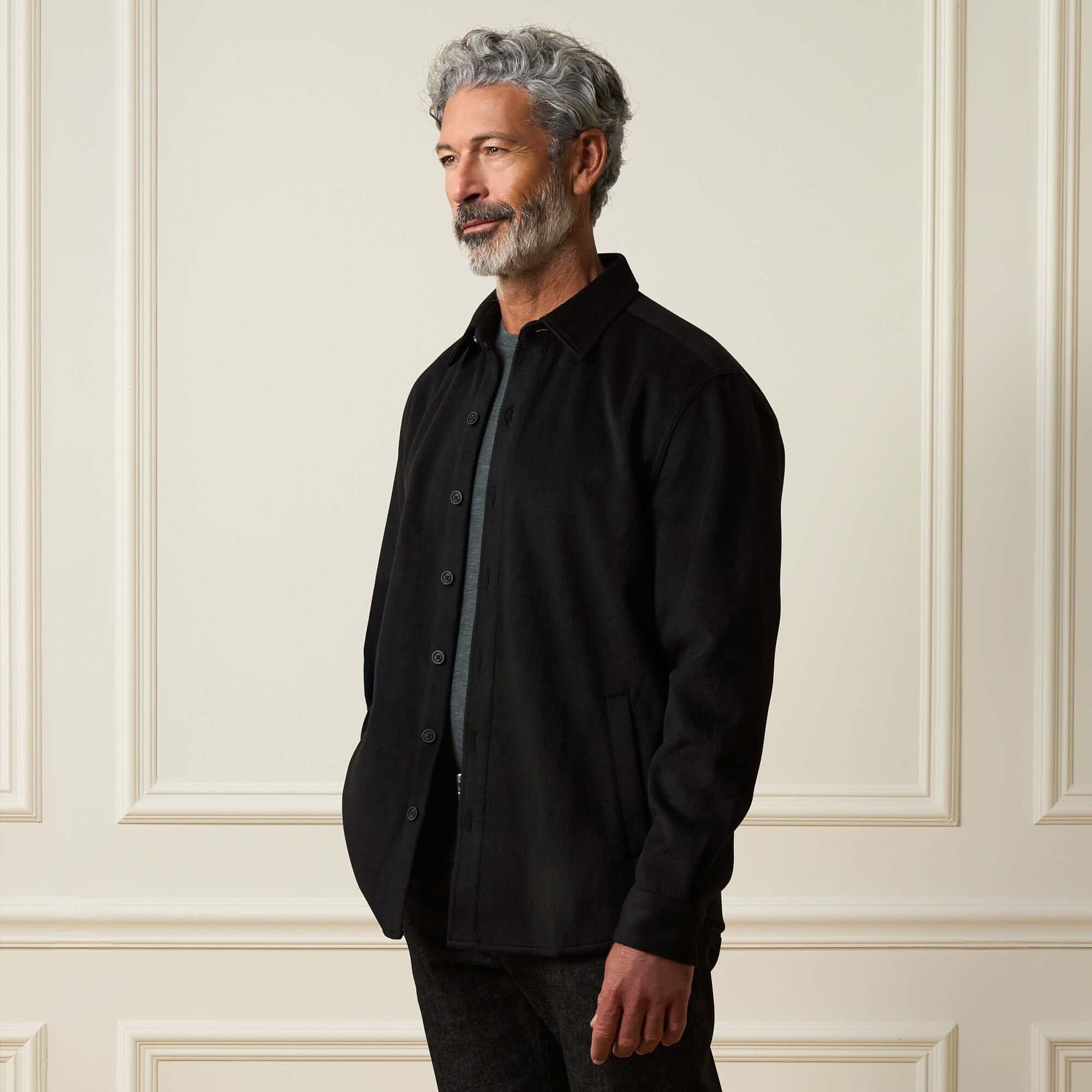 Vintage & Black Men's Long Sleeve Shirt Jacket - Black - Medium Vintage & Black Men's Long Sleeve Shirt Jacket - Black - Medium