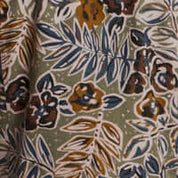 Floral Print Twill Trucker in Olive features a muted floral pattern on textured cotton twill fabric.