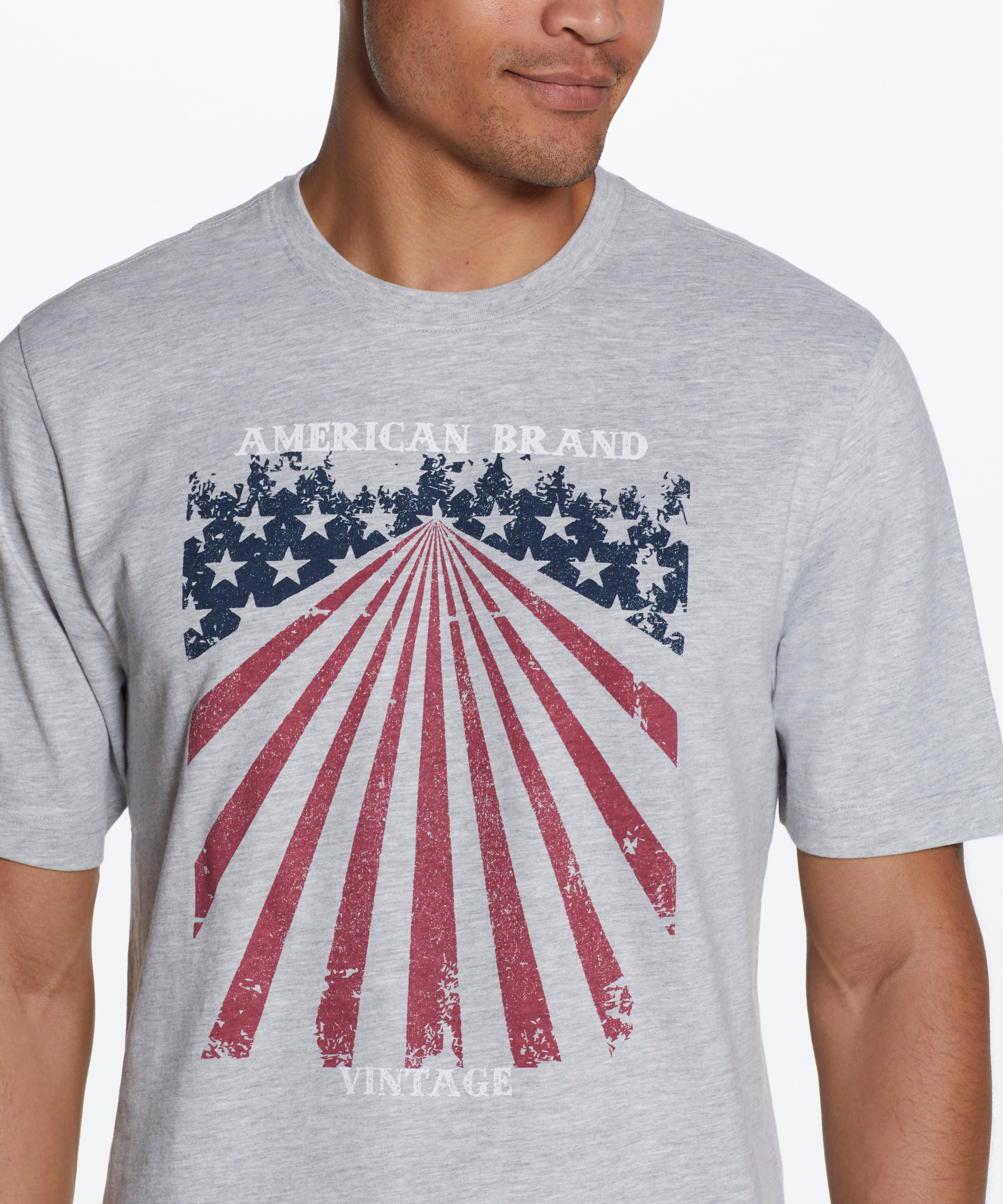 Graphic Tee In Grey Heather featuring outdoor inspired graphics and a soft crewneck design.