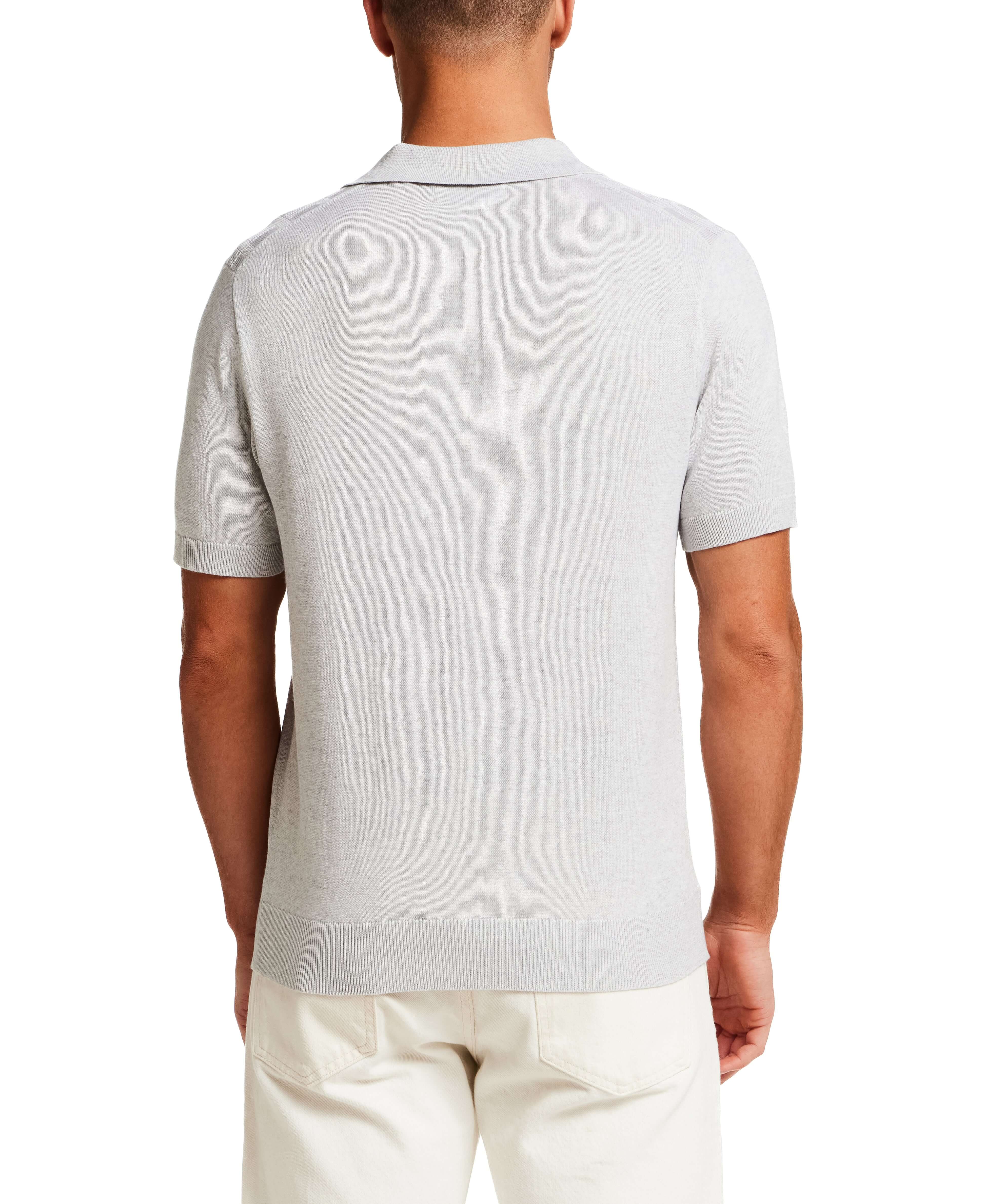 Grid Yoke Polo Sweater in Light Grey