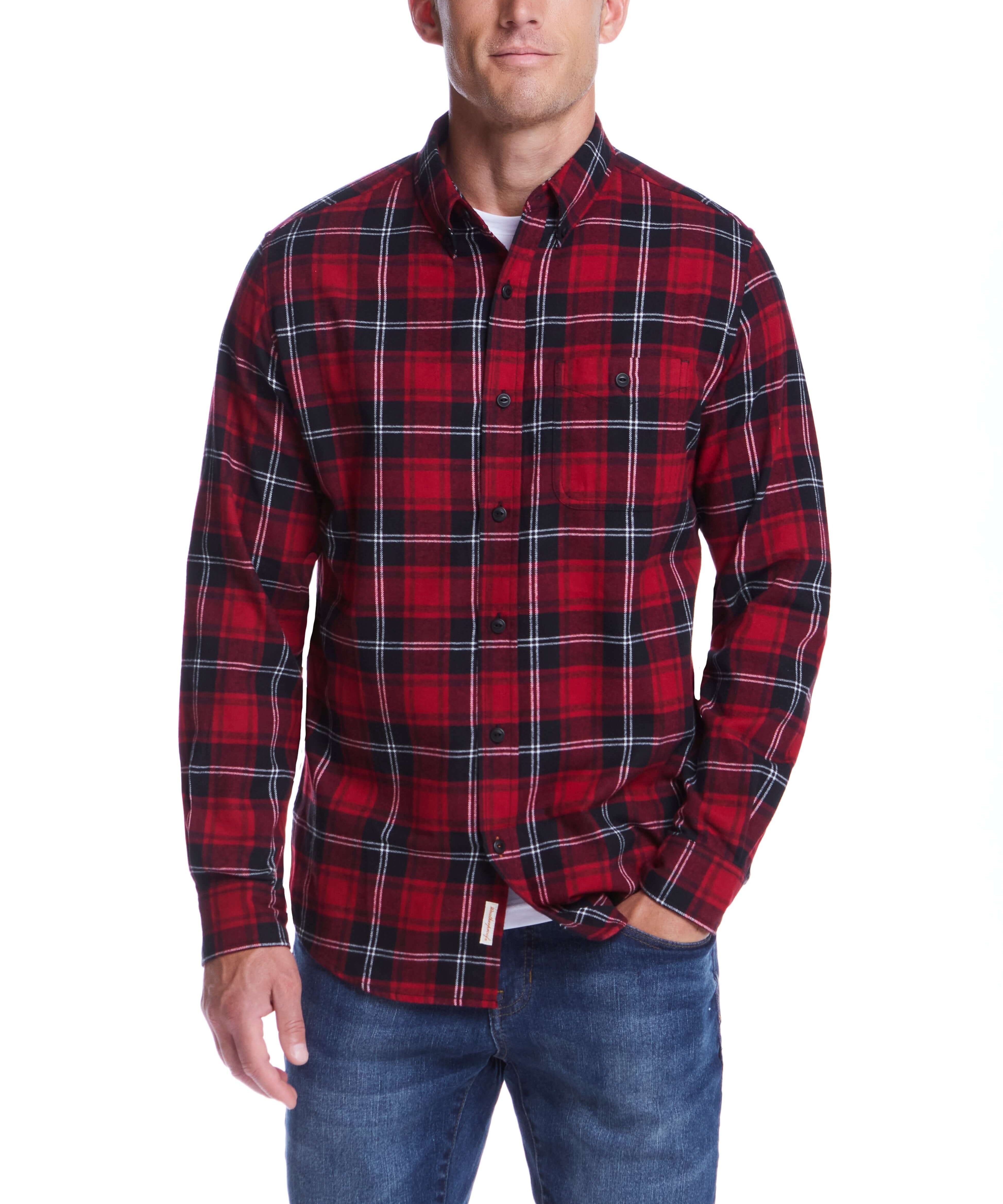 Holiday Antique Flannel in Tango Red, featuring a classic plaid design, ideal for cozy winter style.