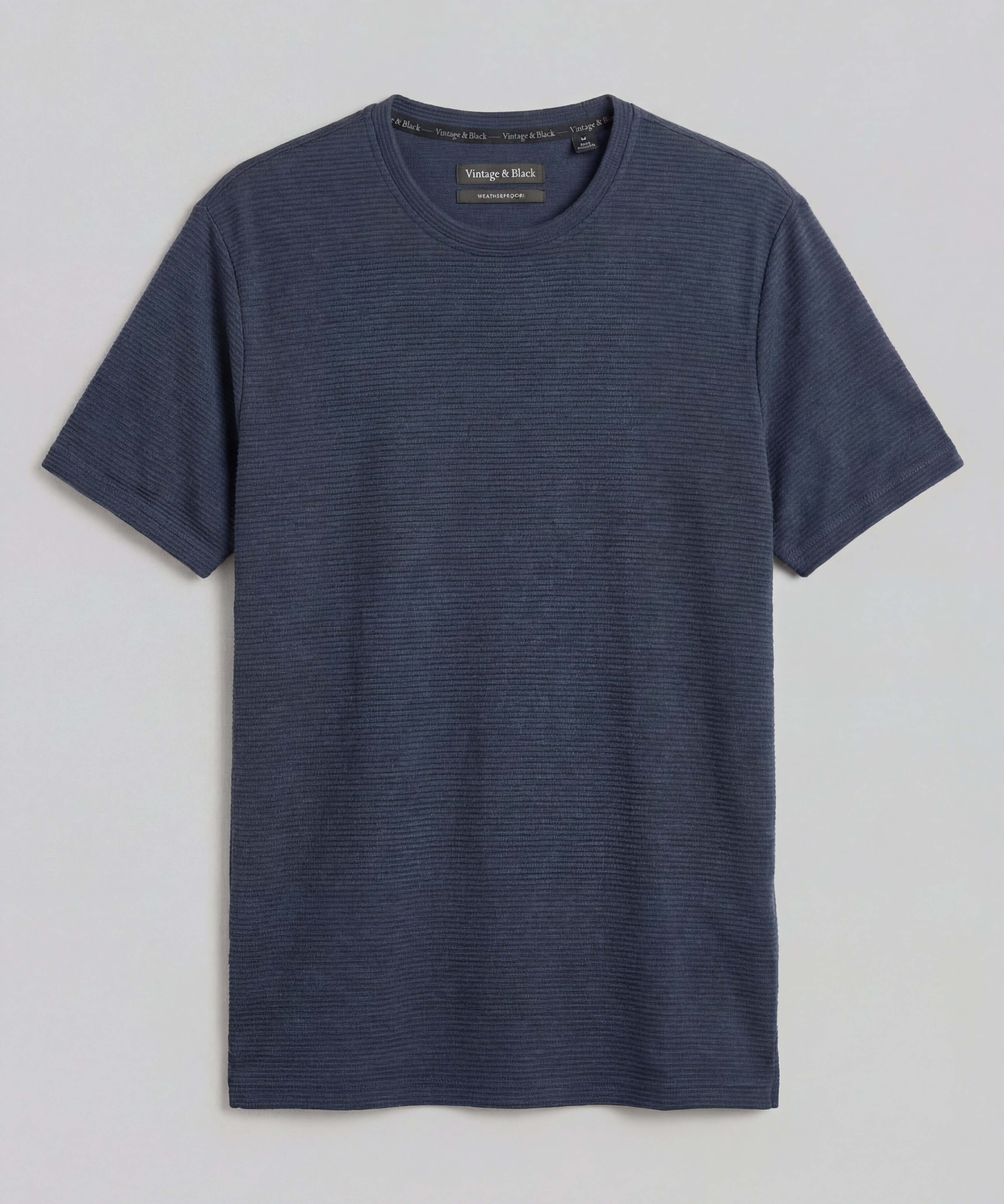 Horizontal Rib Tee in Navy featuring soft modal blend and subtle horizontal ribbing design.