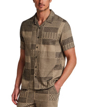 Jacquard Resort Shirt in Khaki featuring textured fabric and classic resort style, perfect for vacation wear.