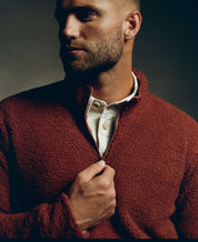 Teddy Sherpa Pullover In Roasted Russet