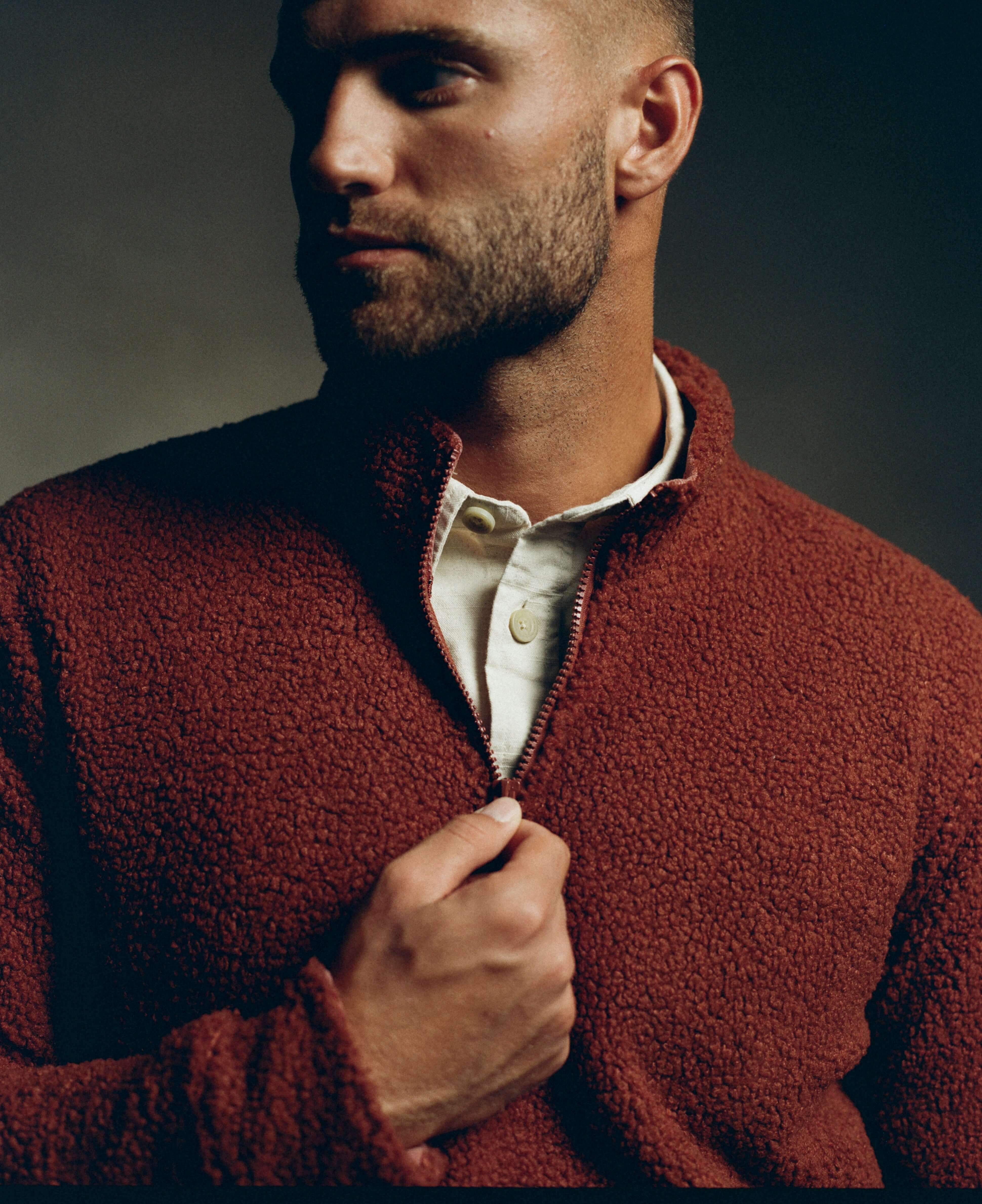 Teddy Sherpa Pullover In Roasted Russet