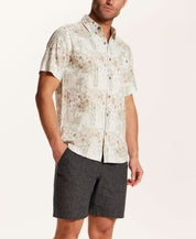 Linen Blend Print Shirt in Tender Green