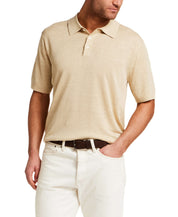 The Linen Polo Sweater in Bleached Sand