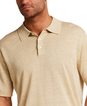The Linen Polo Sweater in Bleached Sand