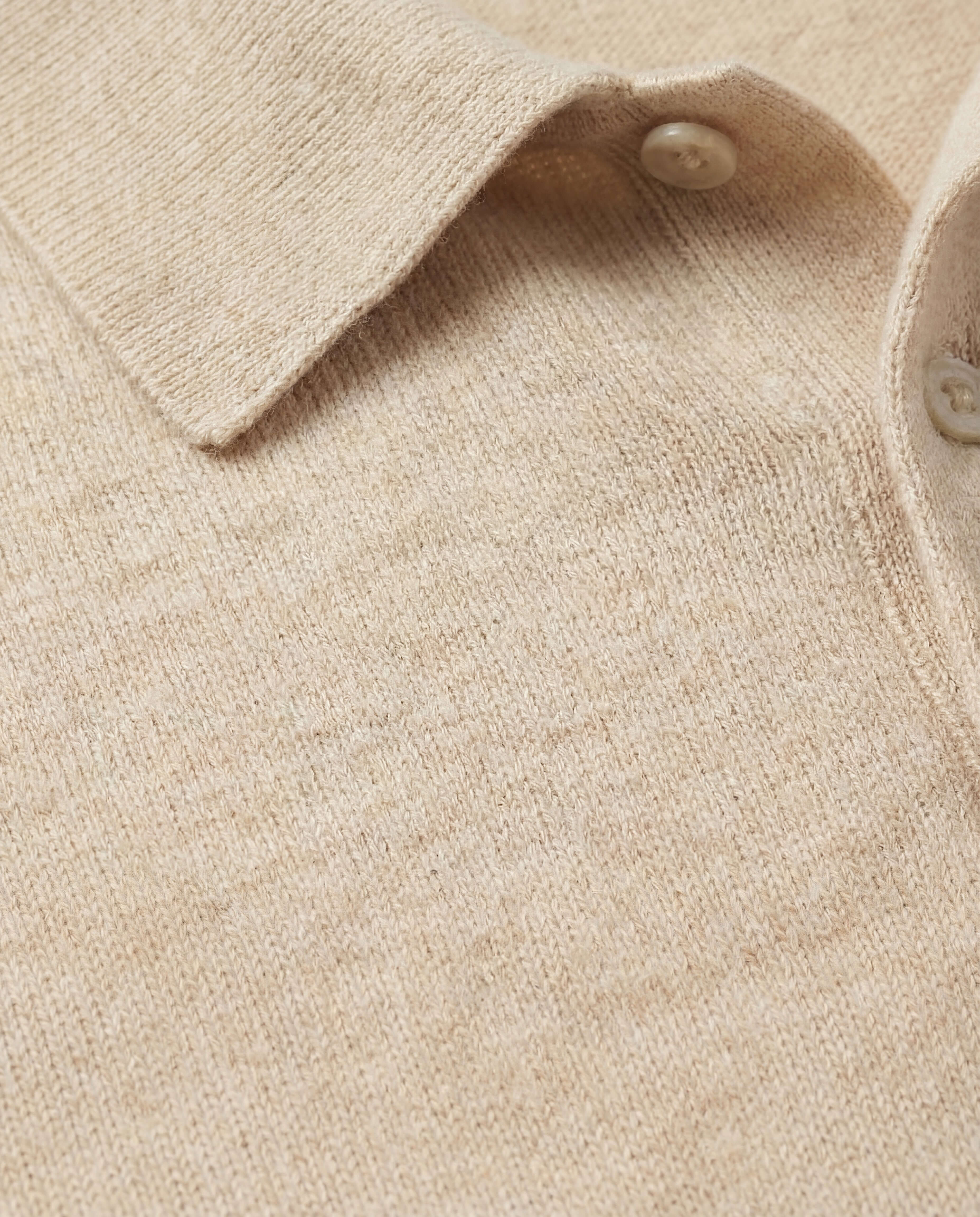 The Linen Polo Sweater in Bleached Sand