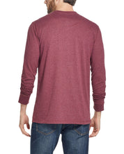 Long Sleeve Brushed Henley in Cabernet Heather