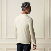 Man wearing Long Sleeve Crew Neck in Ivory, showcasing the back design and smooth finish.