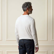 Long Sleeve Crinkle Henley in White
