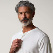 Long Sleeve Crinkle Henley in White