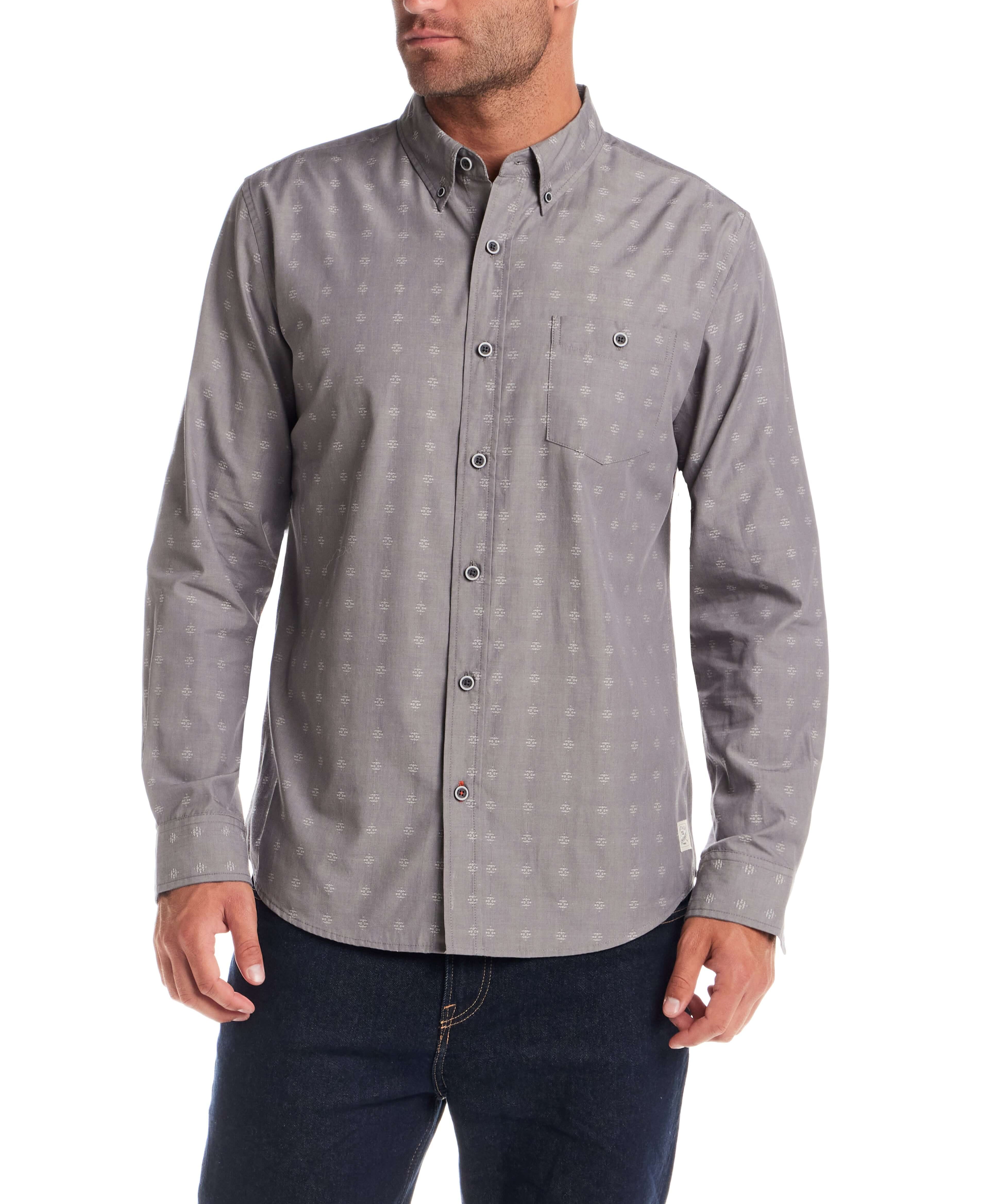 Long Sleeve Dobby Chambray in Moon Mist featuring jacquard dobby texture and button-down closure.