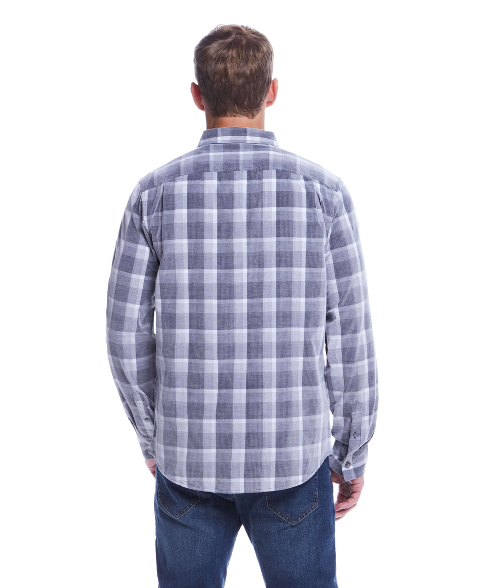 Weatherproof Vintage Plaid Corduroy Shirt - Grey