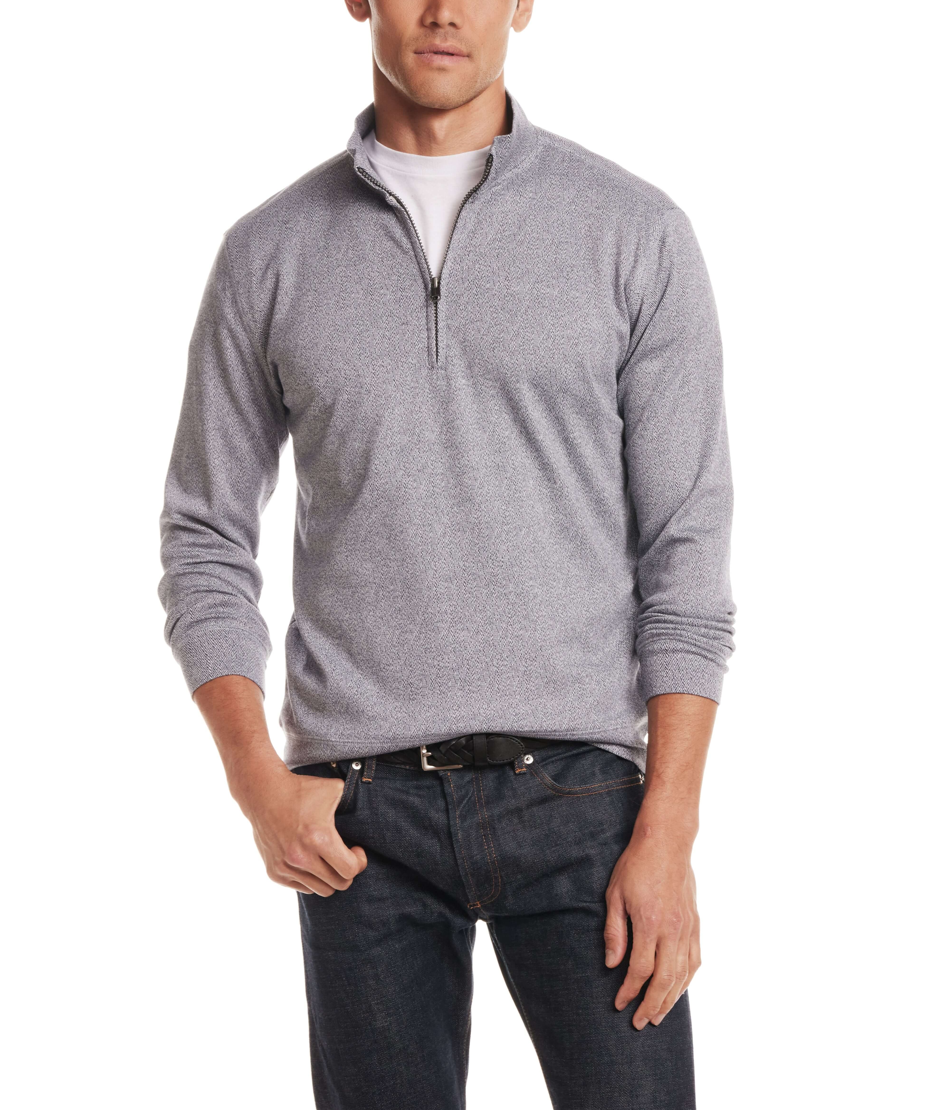 Long Sleeve Quarter Zip in Maritime Blue worn by a man, featuring a mock neck and quarter-zip closure.