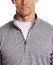 Long Sleeve Quarter Zip in Maritime Blue pullover showcasing a mock neck and quarter-zip design.