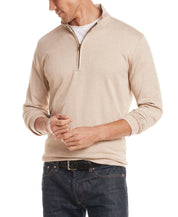 Long Sleeve Quarter Zip in Kelp, soft stretch-knit pullover for comfortable layering and lightweight warmth.