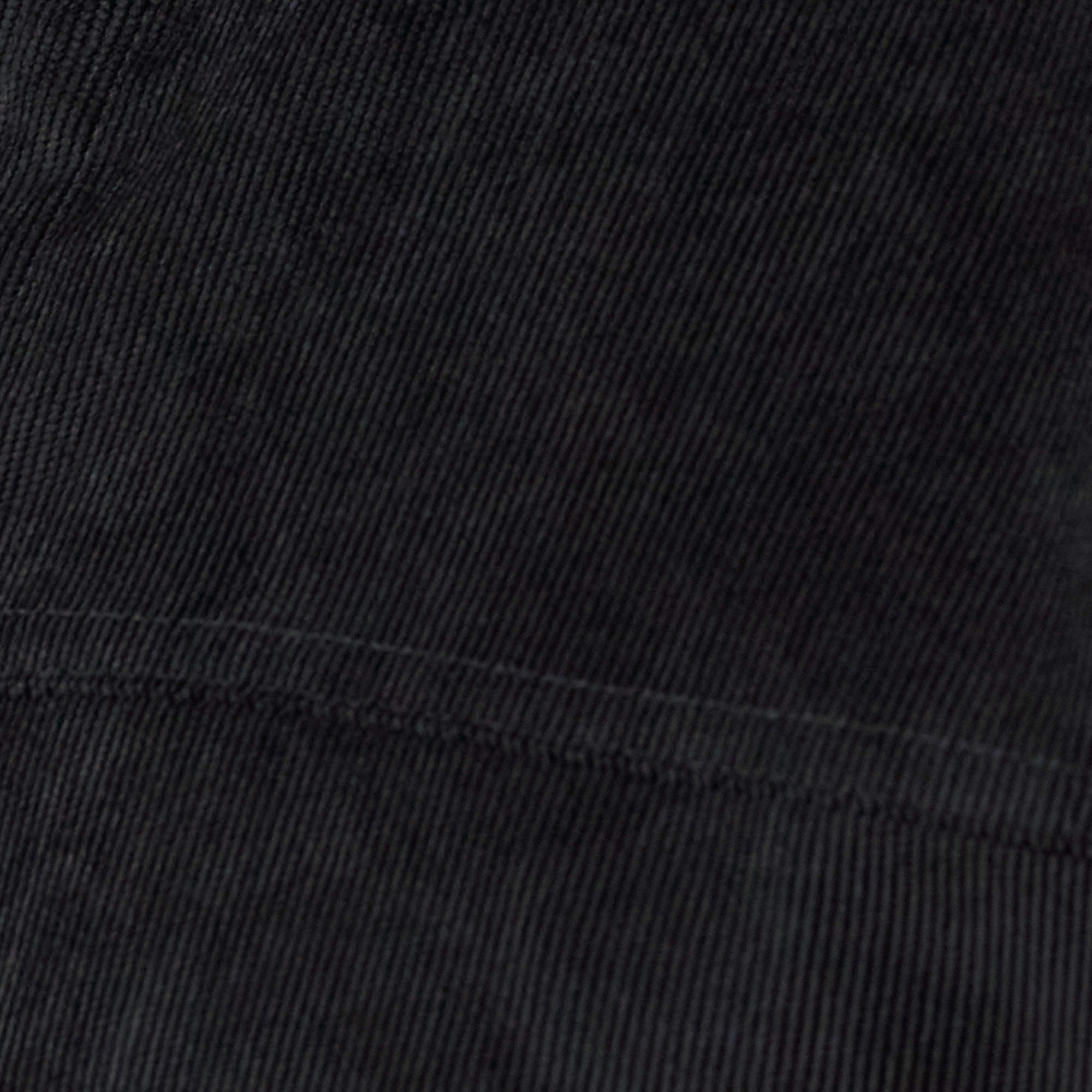 Close-up texture of Long Sleeve Solid Cord Button Down in Black, showcasing its soft corduroy fabric and clean lines.