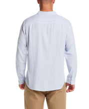 Long Sleeve Solid Cotton Twill Shirt in Fjord Blue