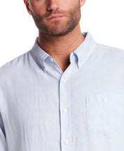 Long Sleeve Solid Cotton Twill Shirt in Fjord Blue