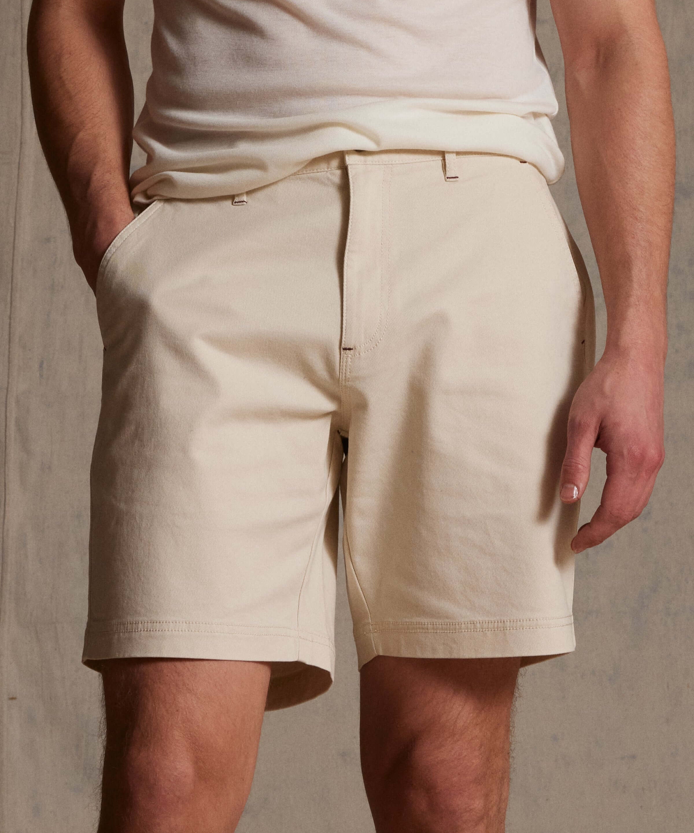 mens-8-inch-twill-shorts-stone-cotton-detail-on-model.jpg