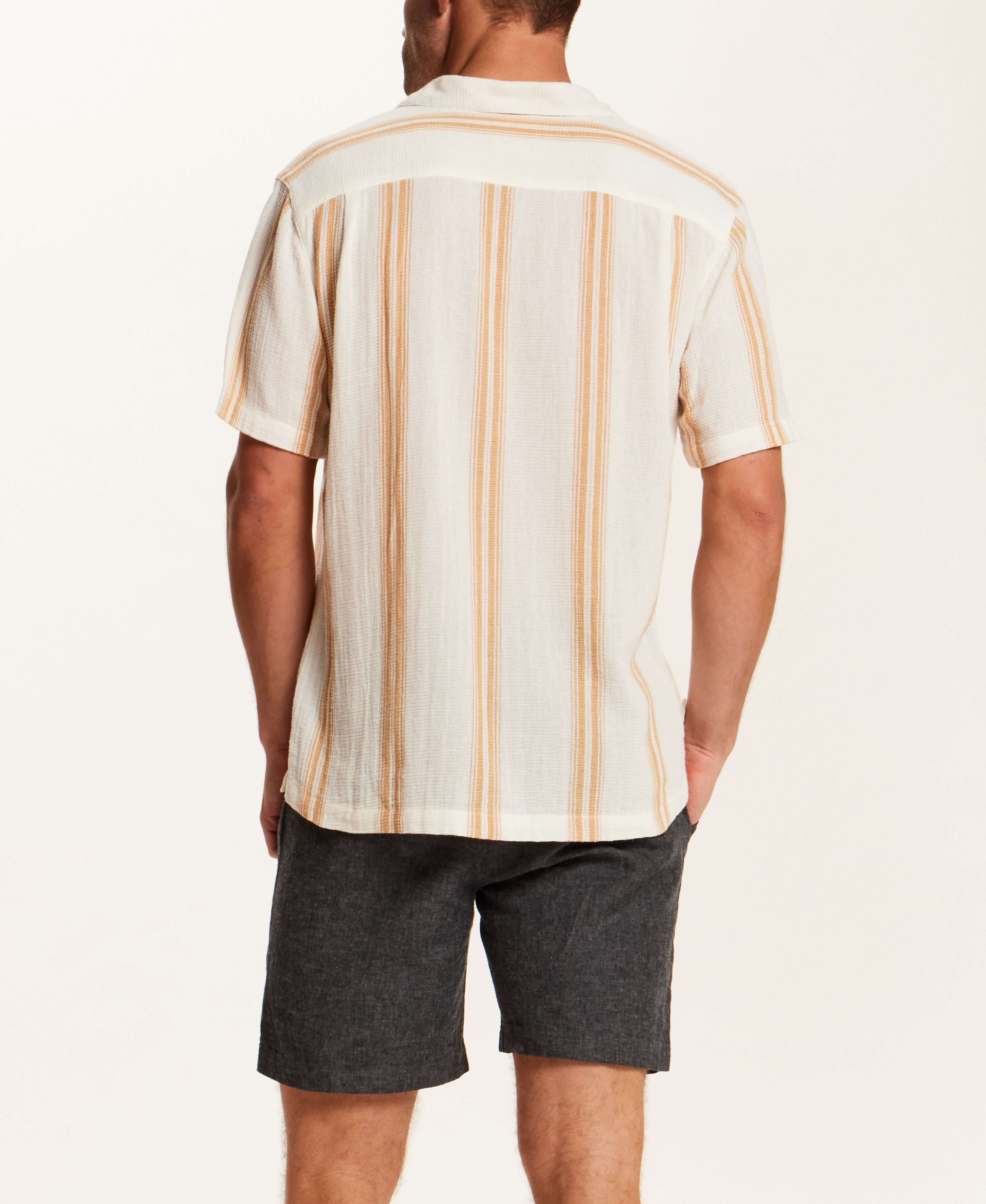 Airtex Stripe Camp Collar Shirt in Sunrise