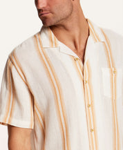 Airtex Stripe Camp Collar Shirt in Sunrise