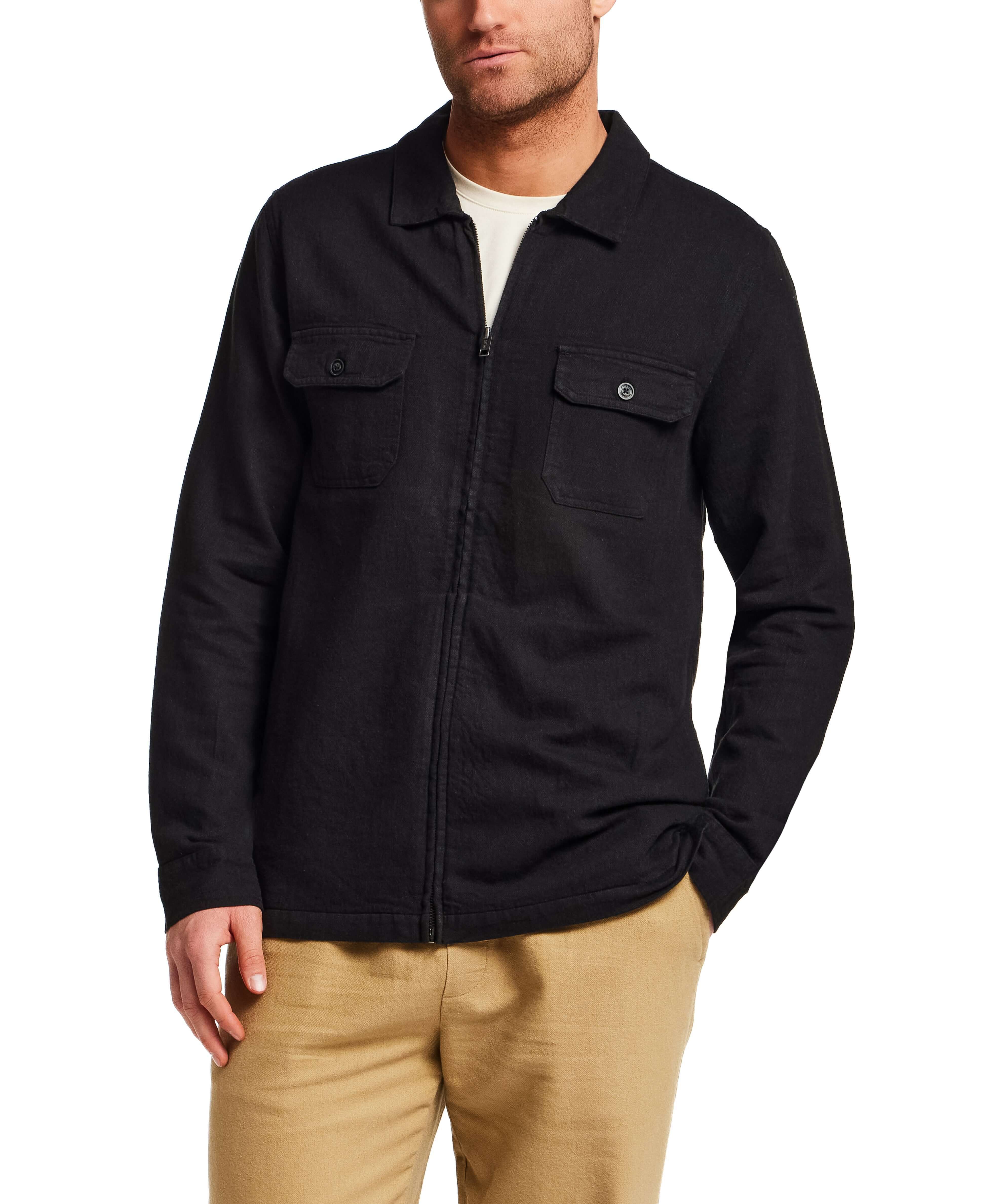 The Unlined Zip Overshirt in Black