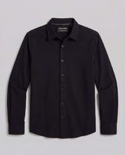 Seersucker Shirt in Black featuring a button-front design and lightweight cotton texture.