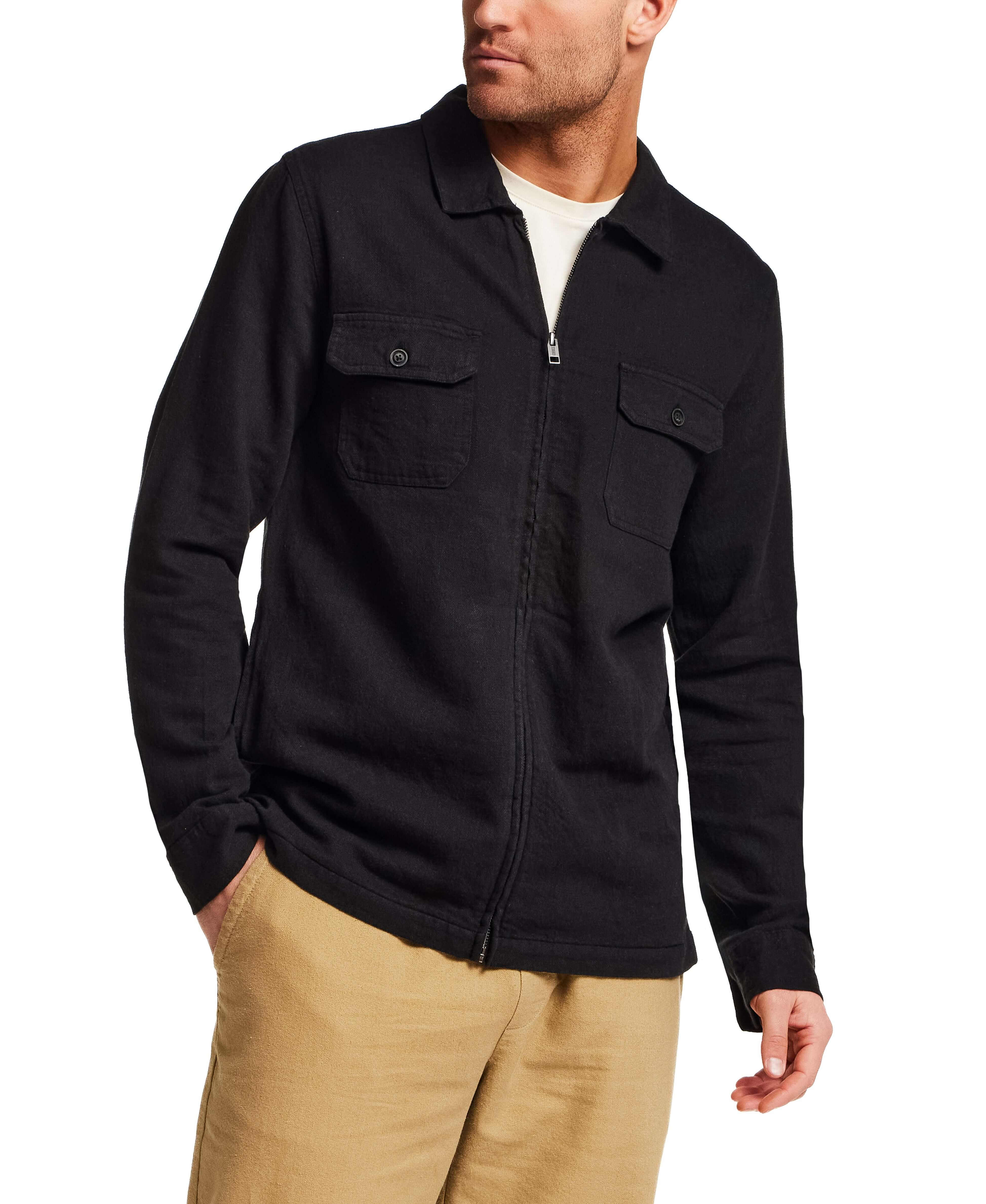 The Unlined Zip Overshirt in Black